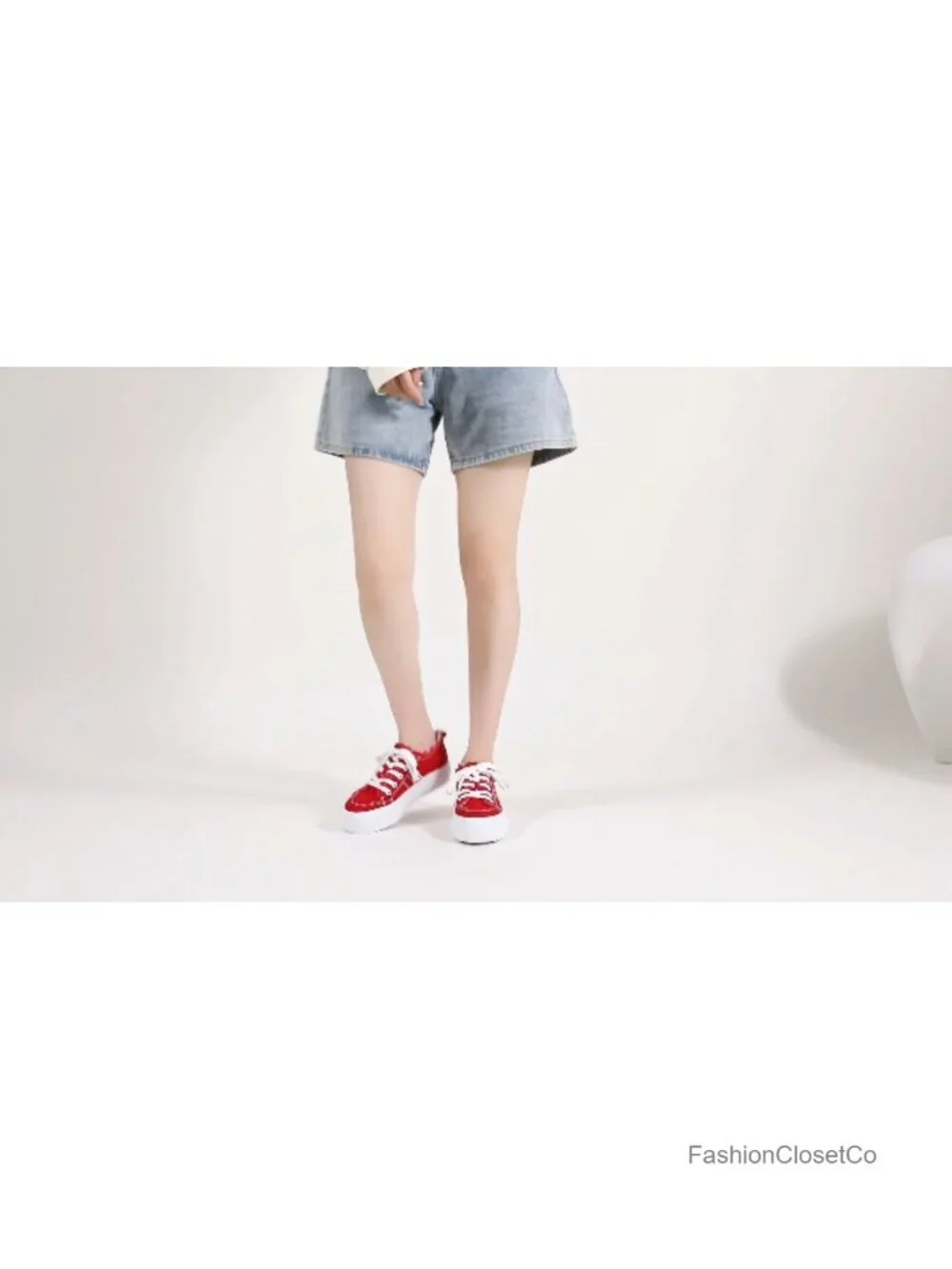 Women's Cotton Canvas Platform Sneakers Lace Up Low Top Walking Shoes